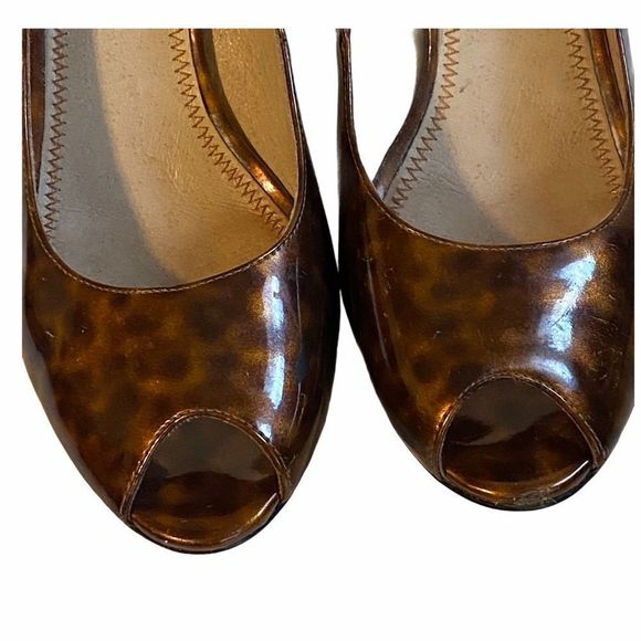 BP Animal Print Peep Toe Heels 9.5M Casual Office Workwear Shoes - Picture 2 of 8